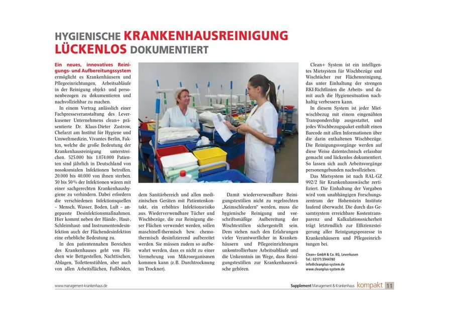 Innovatives Reinigungs- und Aufbereitungssystem für Krankenhäuser